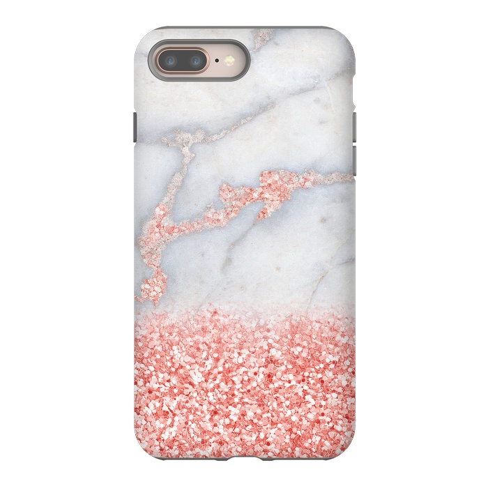 iPhone 7 plus StrongFit Sparkly Pink Rose Gold Glitter Ombre Bohemian Marble by  Utart