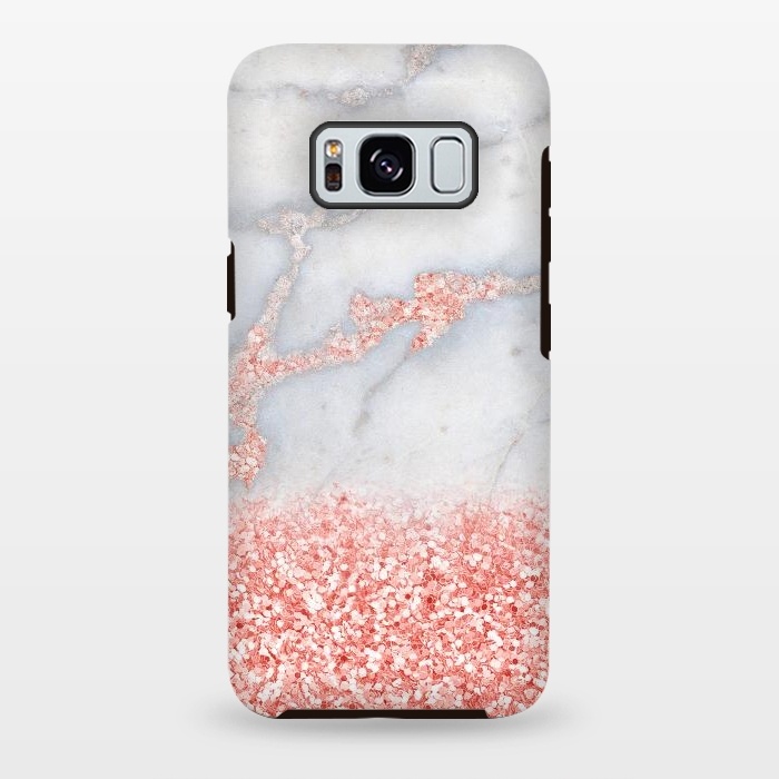Galaxy S8 plus StrongFit Sparkly Pink Rose Gold Glitter Ombre Bohemian Marble by  Utart