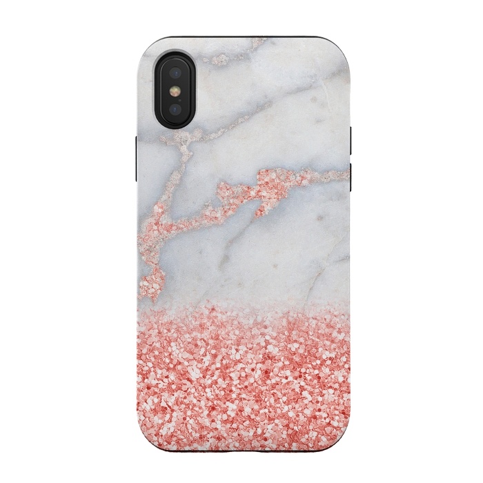 iPhone Xs / X StrongFit Sparkly Pink Rose Gold Glitter Ombre Bohemian Marble by  Utart
