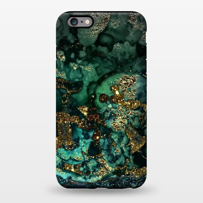iPhone 6/6s plus StrongFit Indigo Green and Gold Glitter Ink Marble by  Utart