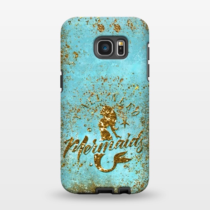 Galaxy S7 EDGE StrongFit We all need mermaids - Teal and Gold Glitter Typography  by  Utart
