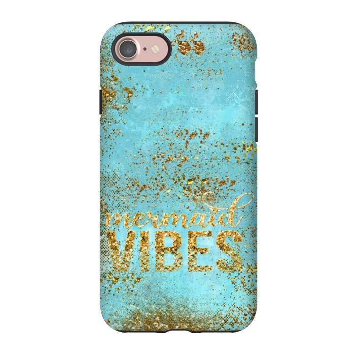 iPhone 7 StrongFit Mermaid Vibes - Teal & Gold Glitter Typography by  Utart