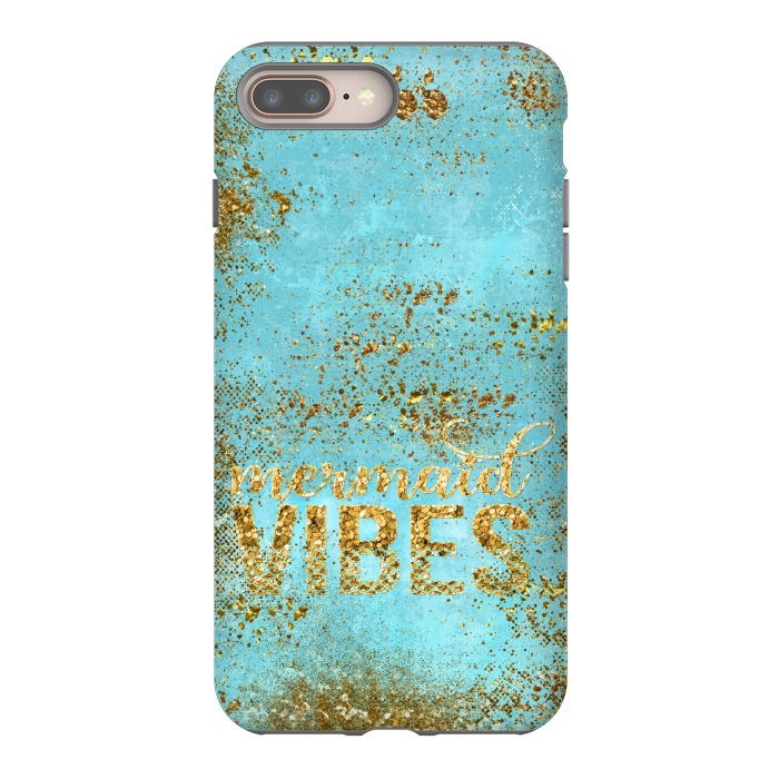iPhone 7 plus StrongFit Mermaid Vibes - Teal & Gold Glitter Typography by  Utart
