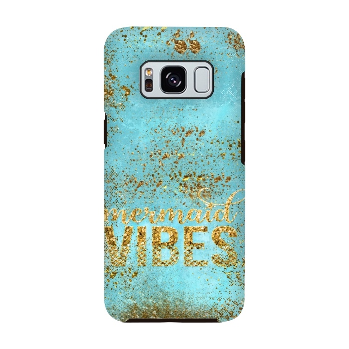 Galaxy S8 StrongFit Mermaid Vibes - Teal & Gold Glitter Typography by  Utart