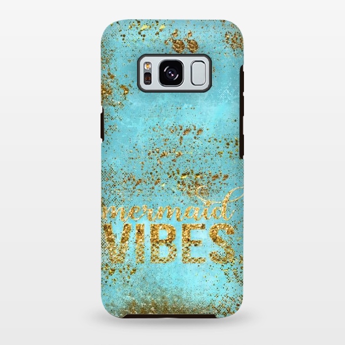 Galaxy S8 plus StrongFit Mermaid Vibes - Teal & Gold Glitter Typography by  Utart