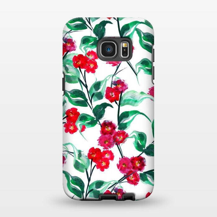 Galaxy S7 EDGE StrongFit Tropical Watercolor Flower Pattern VII by Bledi