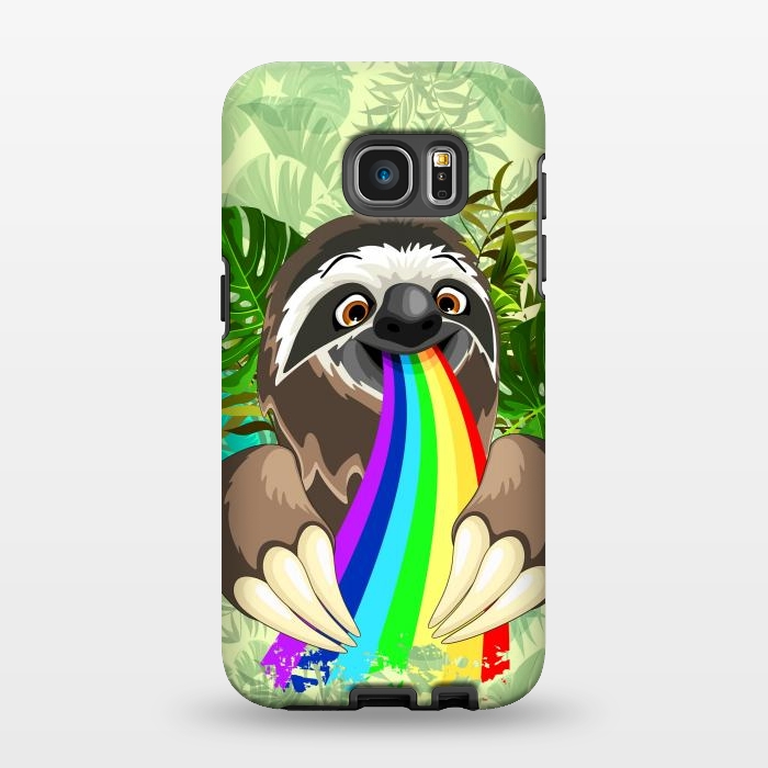 Galaxy S7 EDGE StrongFit Sloth Spitting Rainbow Colors by BluedarkArt