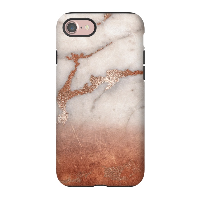 iPhone 7 StrongFit Copper Trendy Veined Marble by  Utart