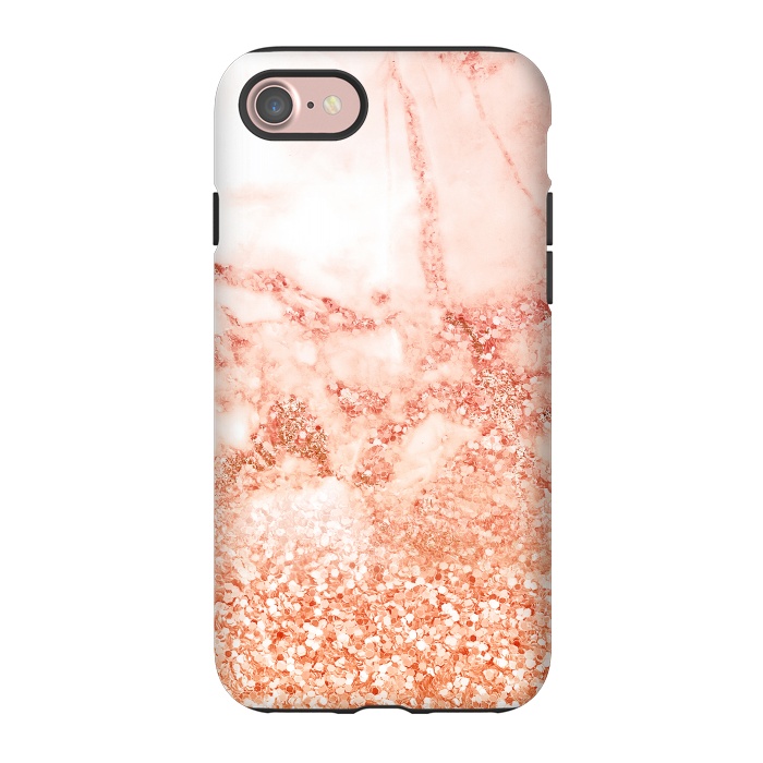iPhone 7 StrongFit Salmon Glitter Marble by  Utart
