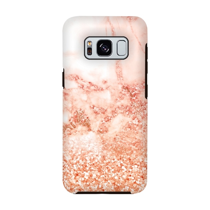 Galaxy S8 StrongFit Salmon Glitter Marble by  Utart