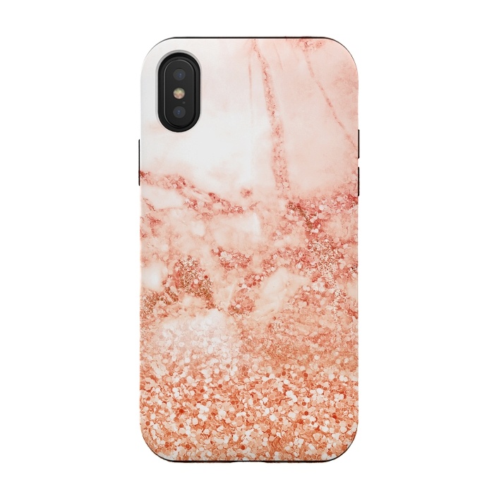 iPhone Xs / X StrongFit Salmon Glitter Marble by  Utart