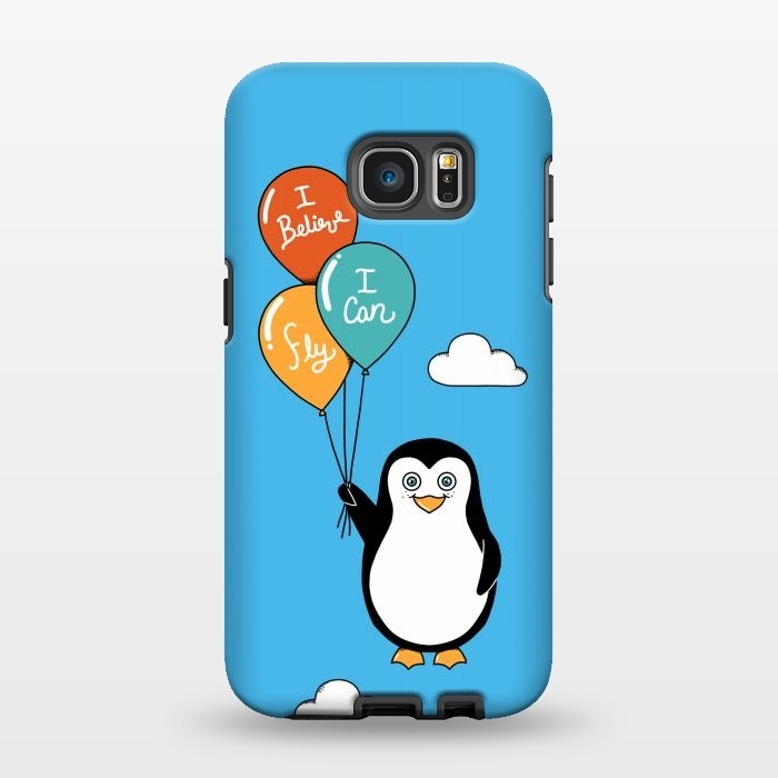 Galaxy S7 EDGE StrongFit Penguin I Believe I Can Fly by Coffee Man