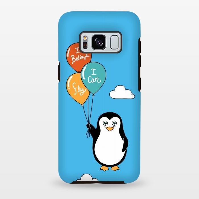 Galaxy S8 plus StrongFit Penguin I Believe I Can Fly by Coffee Man