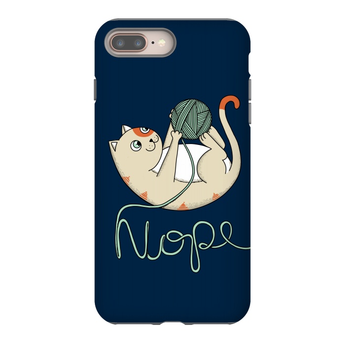 iPhone 7 plus StrongFit Cat Nope Blue by Coffee Man