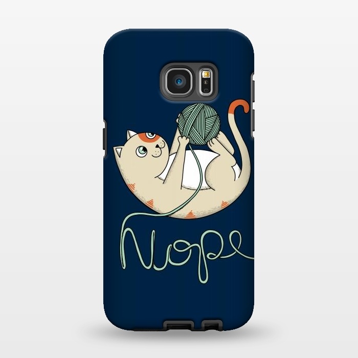 Galaxy S7 EDGE StrongFit Cat Nope Blue by Coffee Man