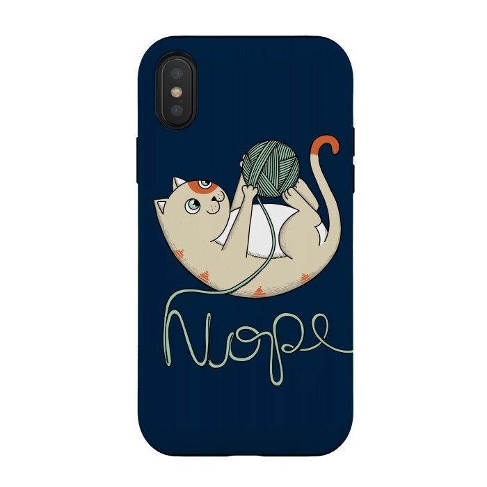 iPhone Xs / X StrongFit Cat Nope Blue by Coffee Man