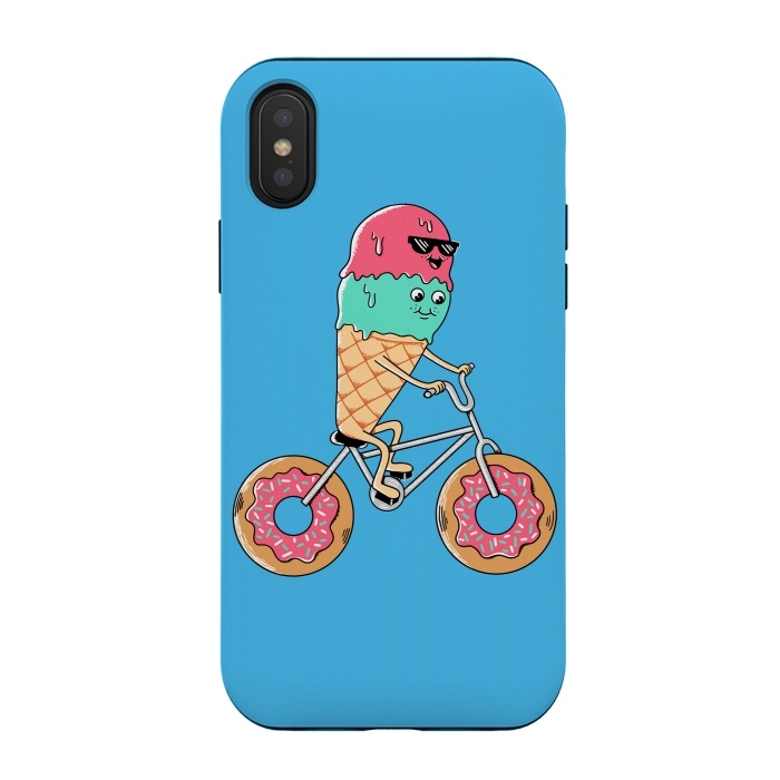 iPhone Xs / X StrongFit Donut Bicycle Blue by Coffee Man