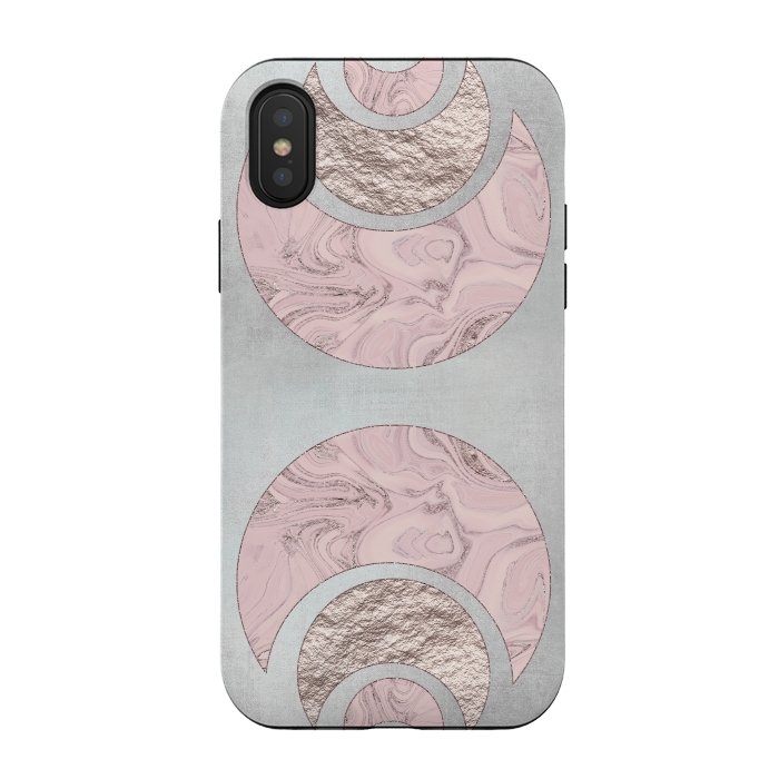 iPhone Xs / X StrongFit Marble Rose Gold Half Moon by Andrea Haase
