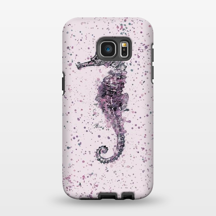 Galaxy S7 EDGE StrongFit Watercolor Seahorse by Andrea Haase