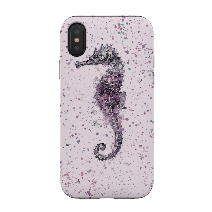iPhone Xs / X StrongFit Watercolor Seahorse by Andrea Haase