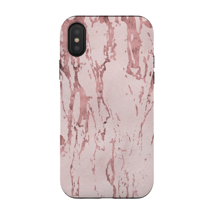 iPhone Xs / X StrongFit Shiny Rose Gold Marble 2 by Andrea Haase