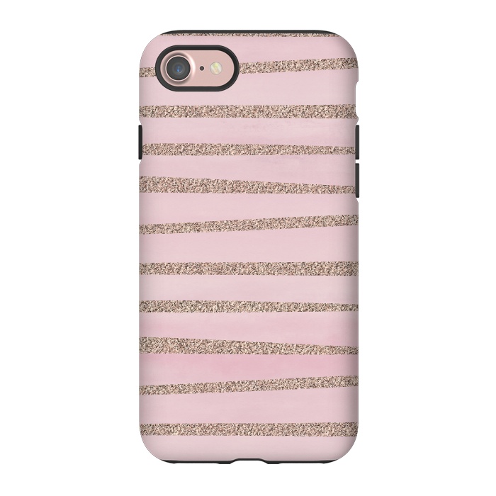 iPhone 7 StrongFit Rose Gold Glitter Stripes 2 by Andrea Haase
