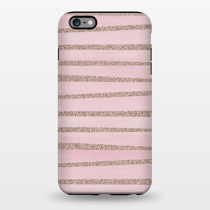 iPhone 6/6s plus StrongFit Rose Gold Glitter Stripes 2 by Andrea Haase
