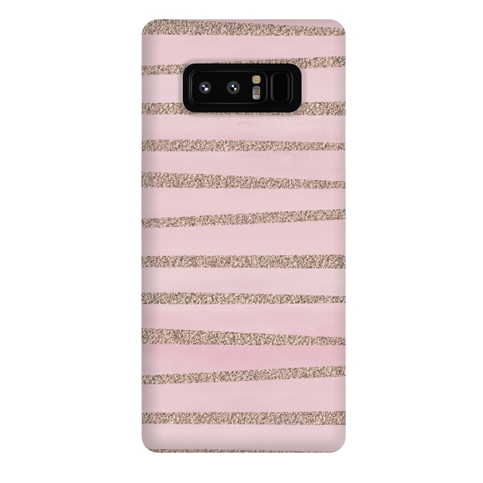 Galaxy Note 8 StrongFit Rose Gold Glitter Stripes 2 by Andrea Haase
