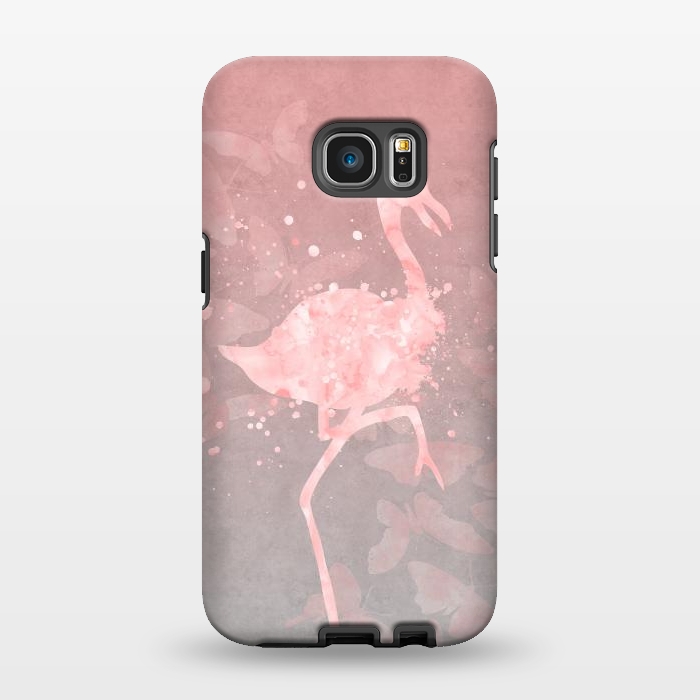 Galaxy S7 EDGE StrongFit Flamingo Watercolor Art by Andrea Haase