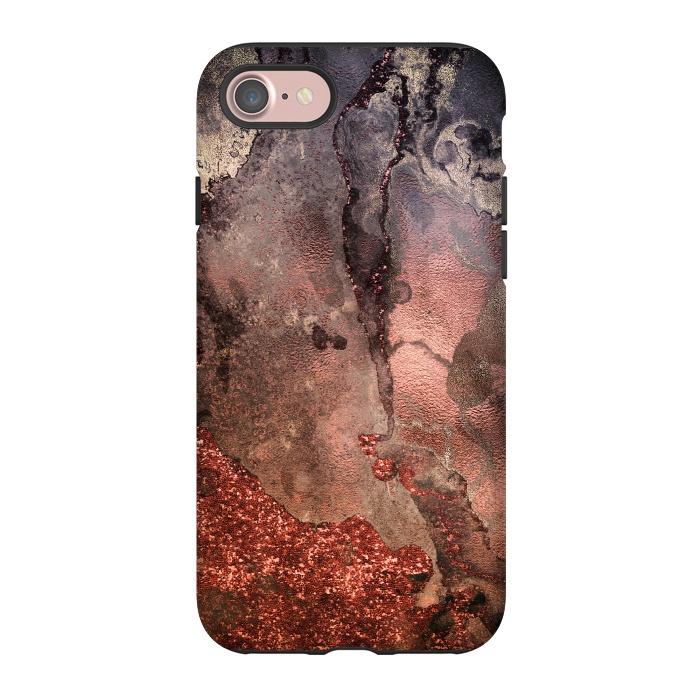 iPhone 7 StrongFit Copper Glitter and Ink Marble by  Utart