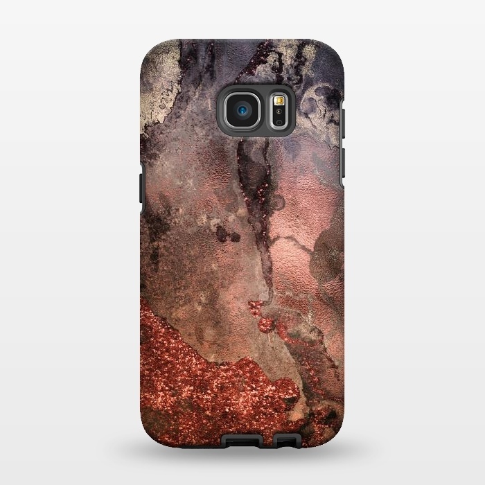 Galaxy S7 EDGE StrongFit Copper Glitter and Ink Marble by  Utart