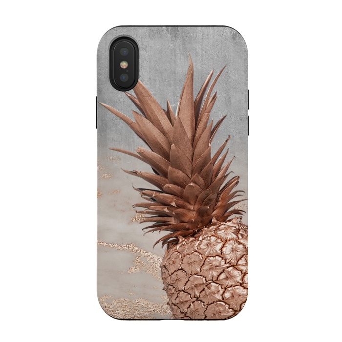 iPhone Xs / X StrongFit Rose Gold Pineapple on Congrete by  Utart