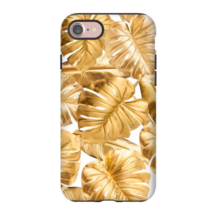 iPhone 7 StrongFit Gold Metal Foil Monstera Leaves Pattern by  Utart