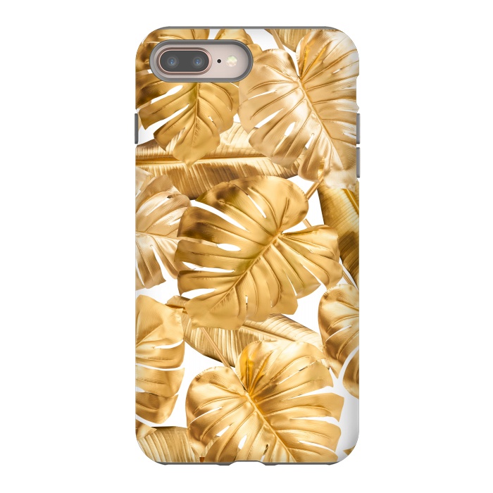 iPhone 7 plus StrongFit Gold Metal Foil Monstera Leaves Pattern by  Utart