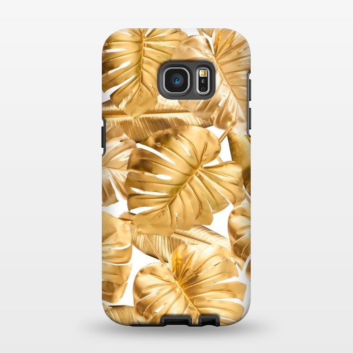 Galaxy S7 EDGE StrongFit Gold Metal Foil Monstera Leaves Pattern by  Utart