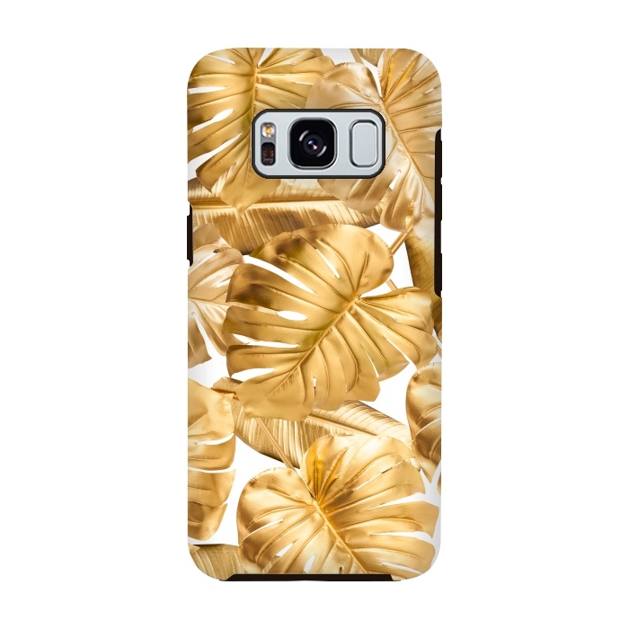 Galaxy S8 StrongFit Gold Metal Foil Monstera Leaves Pattern by  Utart