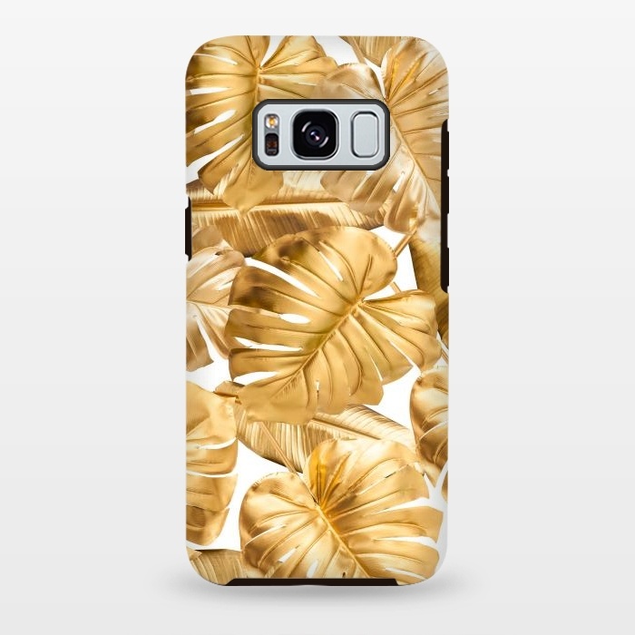 Galaxy S8 plus StrongFit Gold Metal Foil Monstera Leaves Pattern by  Utart