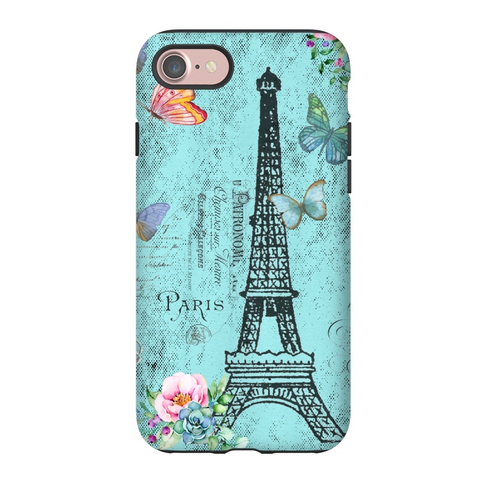 iPhone 7 StrongFit Blue Eiffel Tower Paris Watercolor Illustration by  Utart