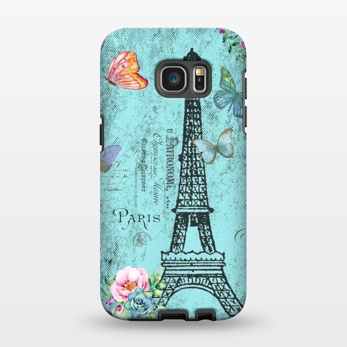 Galaxy S7 EDGE StrongFit Blue Eiffel Tower Paris Watercolor Illustration by  Utart