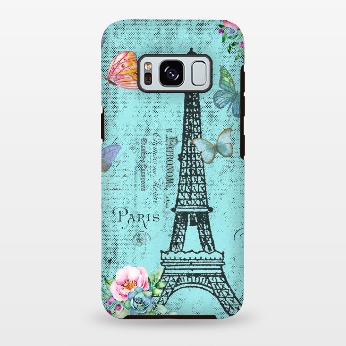Galaxy S8 plus StrongFit Blue Eiffel Tower Paris Watercolor Illustration by  Utart