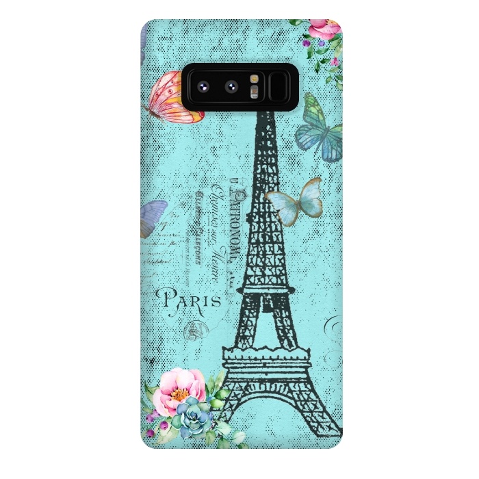 Galaxy Note 8 StrongFit Blue Eiffel Tower Paris Watercolor Illustration by  Utart
