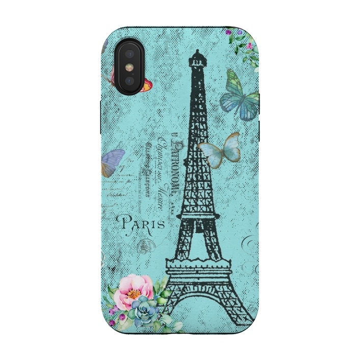iPhone Xs / X StrongFit Blue Eiffel Tower Paris Watercolor Illustration by  Utart