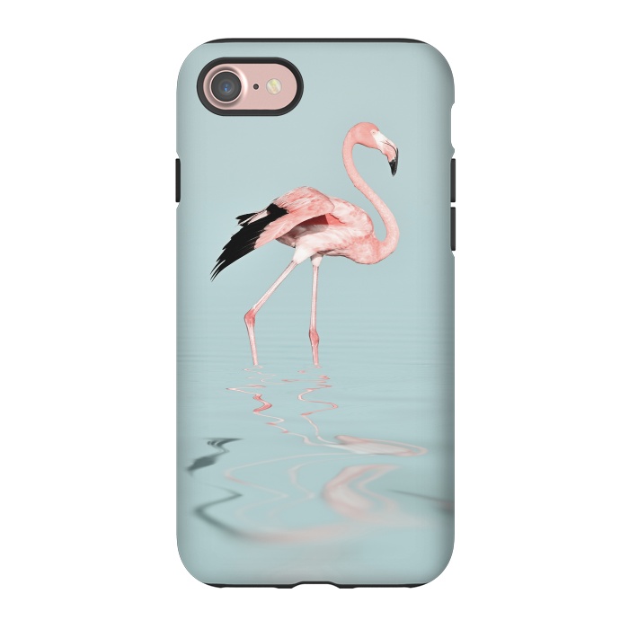 iPhone 7 StrongFit Flamingo On Turquoise Waters by Andrea Haase