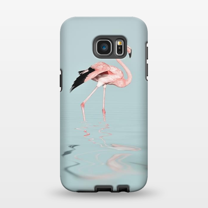 Galaxy S7 EDGE StrongFit Flamingo On Turquoise Waters by Andrea Haase
