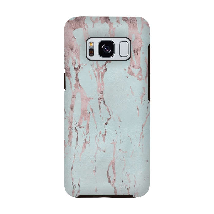 Galaxy S8 StrongFit Rose Gold Marble Fragments On Teal 2 by Andrea Haase