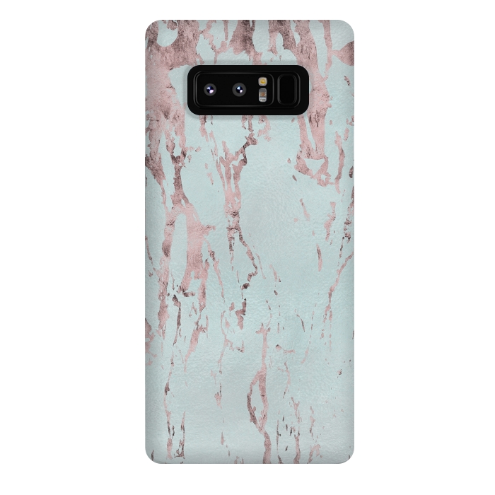 Galaxy Note 8 StrongFit Rose Gold Marble Fragments On Teal 2 by Andrea Haase