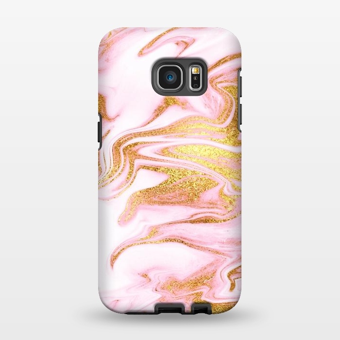 Galaxy S7 EDGE StrongFit Pink and gold Fluid Marble by  Utart