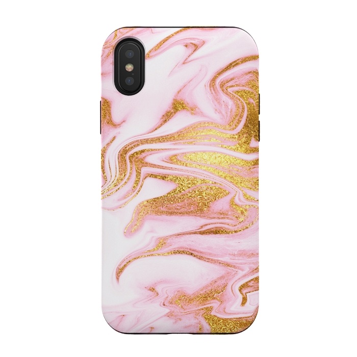 iPhone Xs / X StrongFit Pink and gold Fluid Marble by  Utart