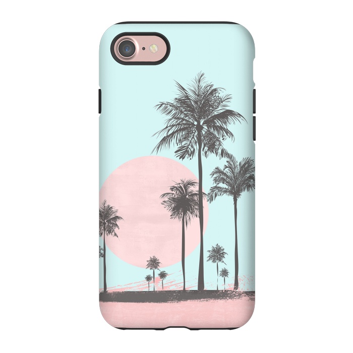 iPhone 7 StrongFit Beachfront Palm Tree Sunset by Andrea Haase