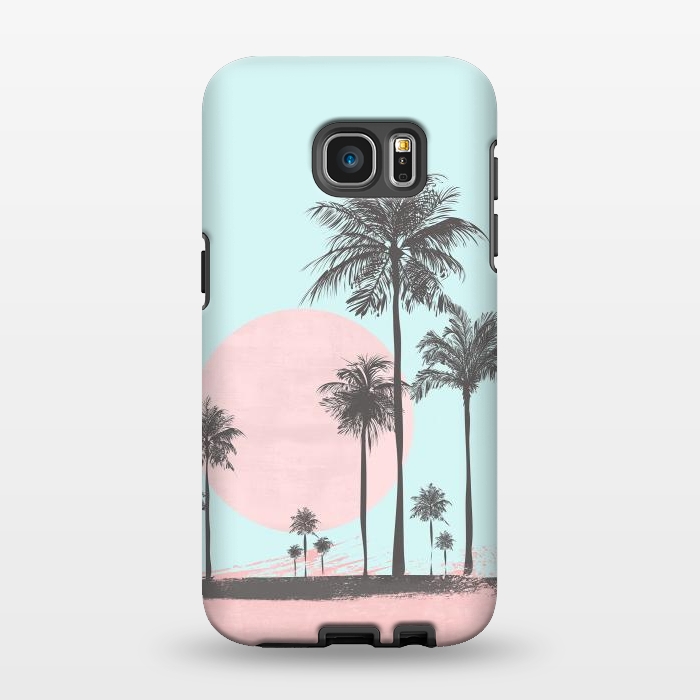 Galaxy S7 EDGE StrongFit Beachfront Palm Tree Sunset by Andrea Haase